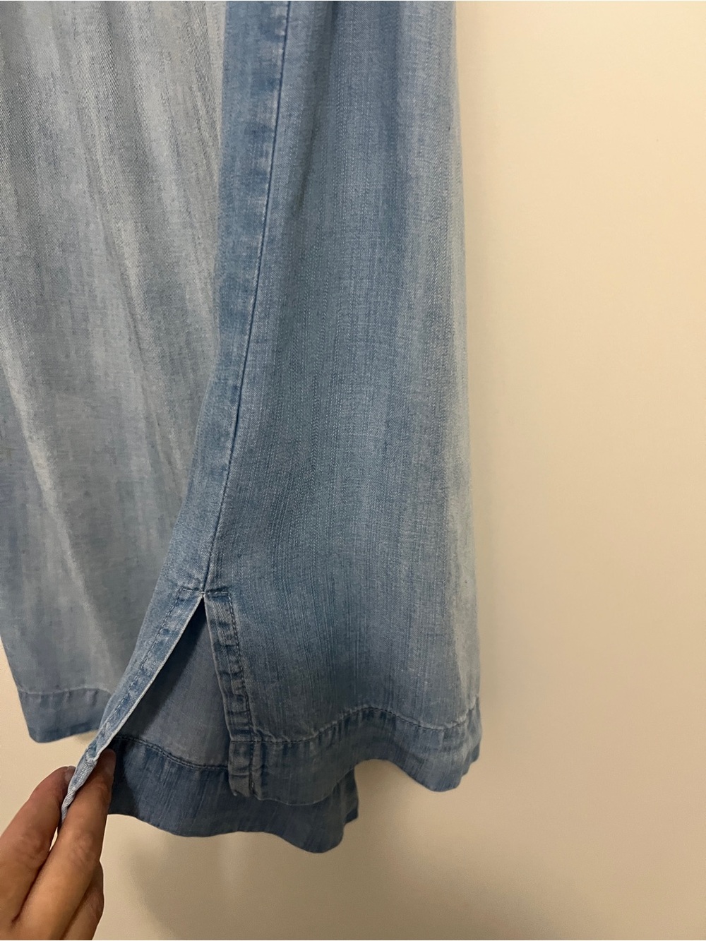 Anthropologie Cloth & Stone Off-Shoulder Mini Dress Blue Chambray Denim Western - Picture 8 of 15